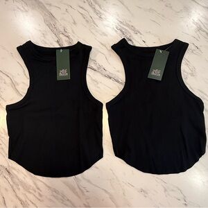 Wild Fable Black Ribbed High-Neck Cropped Tank Top (2-Pack) - XS
